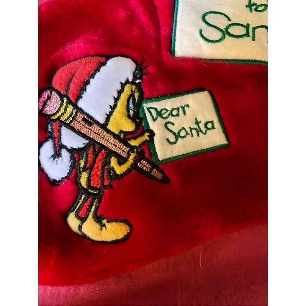 Warner Bros. vintage Looney Tunes Sylvester tweety red Christmas stocking 15 x 1